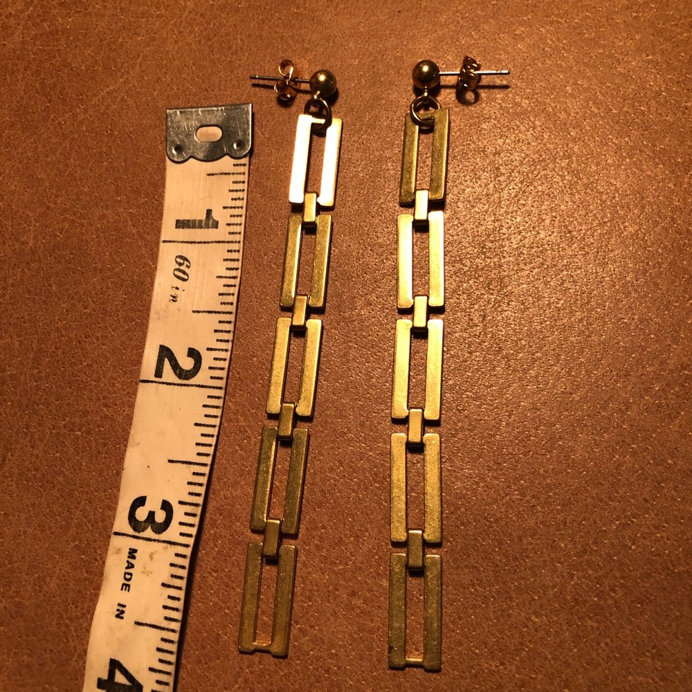 Brass chain link earrings - Picture 3 of 4